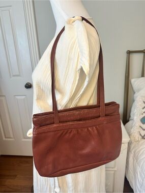 Classic Brown Leather Blokecore Shoulder Bag